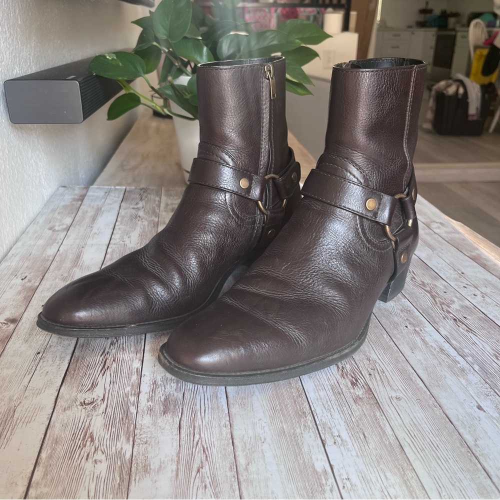Men's Saint Laurent Brown Leather Wyatt 45 Boots sz 11 slim fit nice leather
